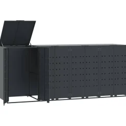 Produits Ménagers-vidaXL Rangement à roulettes pour poubelles pour 4 bacs Anthracite