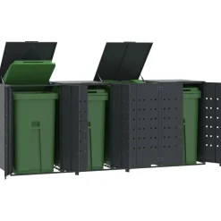Produits Ménagers-vidaXL Rangement à roulettes pour poubelles pour 4 bacs Anthracite