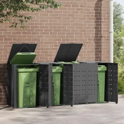 Produits Ménagers-vidaXL Rangement à roulettes pour poubelles pour 4 bacs Anthracite