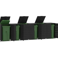 vidaXL Rangement à roulettes pour poubelles pour 6 bacs acier