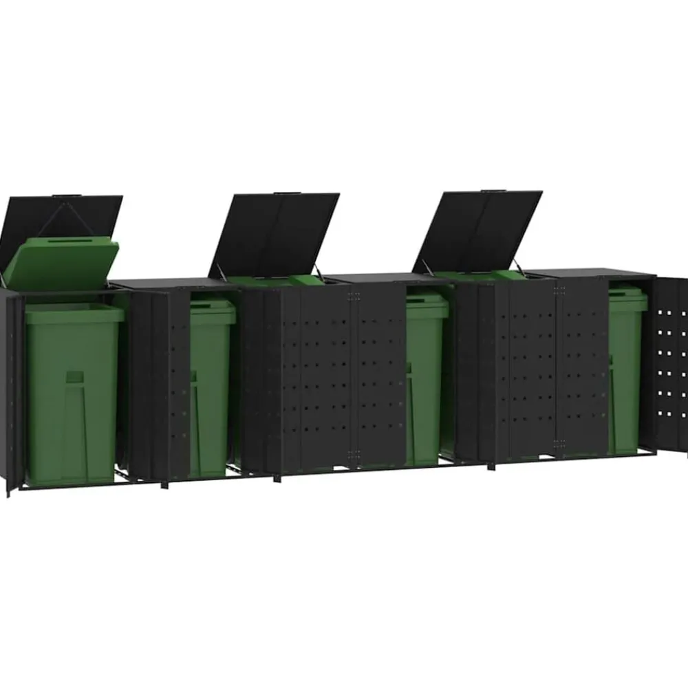 vidaXL Rangement à roulettes pour poubelles pour 6 bacs acier