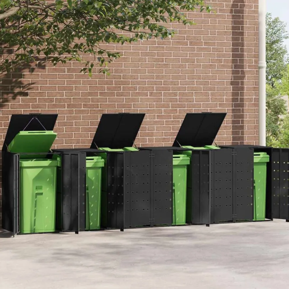 vidaXL Rangement à roulettes pour poubelles pour 6 bacs acier