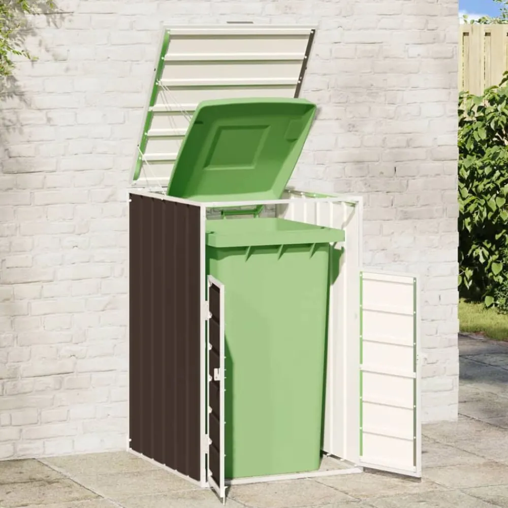 Produits Ménagers-vidaXL Rangement à roulettes pour poubelles pour bac unique acier Marron