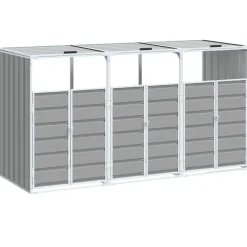 Produits Ménagers-vidaXL Rangement à roulettes pour poubelles pour trois bacs acier Gris