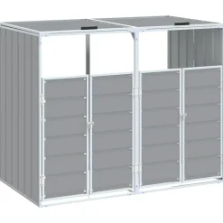 vidaXL Rangement à roulettes pour poubelles pour deux bacs acier