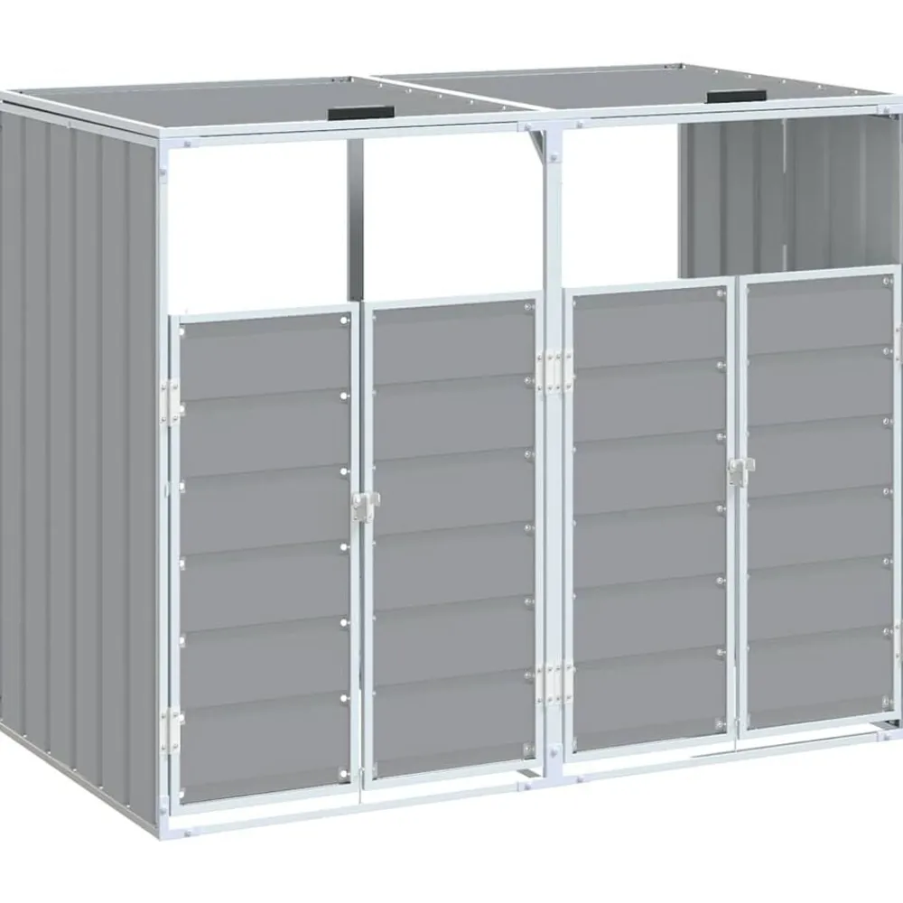 vidaXL Rangement à roulettes pour poubelles pour deux bacs acier