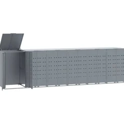 Produits Ménagers-vidaXL Rangement à roulettes pour poubelles pour 6 bacs acier Gris