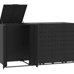 vidaXL Rangement à roulettes pour poubelles pour 3 bacs acier