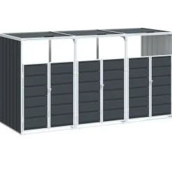 vidaXL Rangement à roulettes pour poubelles pour trois bacs acier