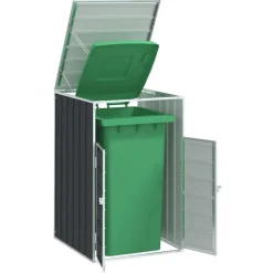 vidaXL Rangement à roulettes pour poubelles pour bac unique acier