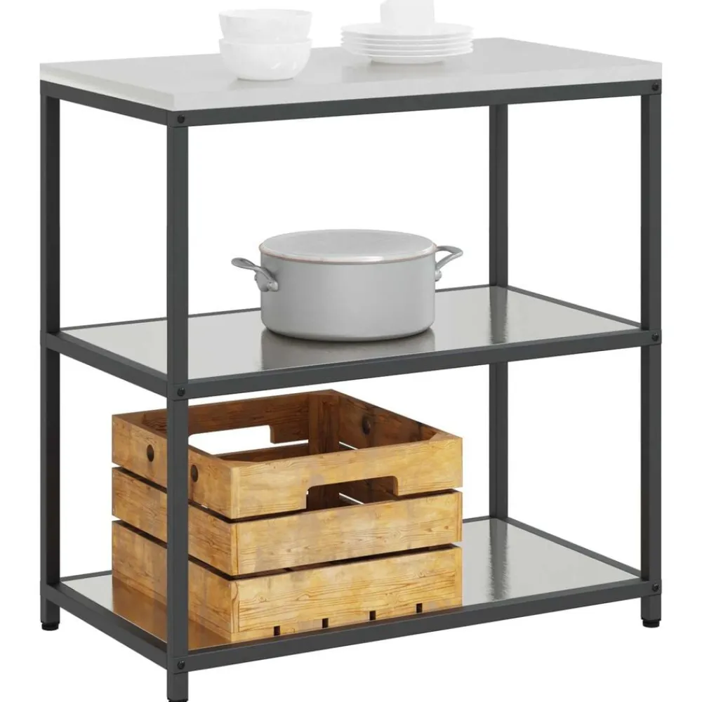 vidaXL Rangement de cuisine avec étagère Argent 90 x 50 x 92 cm Acier