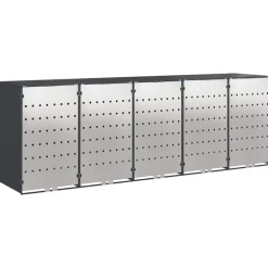 vidaXL Rangement de poubelle à roulettes pour 3 poubelles Anthracite