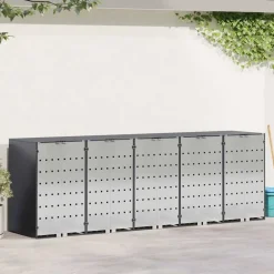 vidaXL Rangement de poubelle à roulettes pour 3 poubelles Anthracite