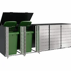 vidaXL Rangement de poubelle à roulettes pour 3 poubelles Anthracite