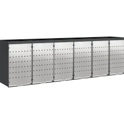 Produits Ménagers-vidaXL Rangement de poubelle à roulettes pour 3 poubelles Anthracite