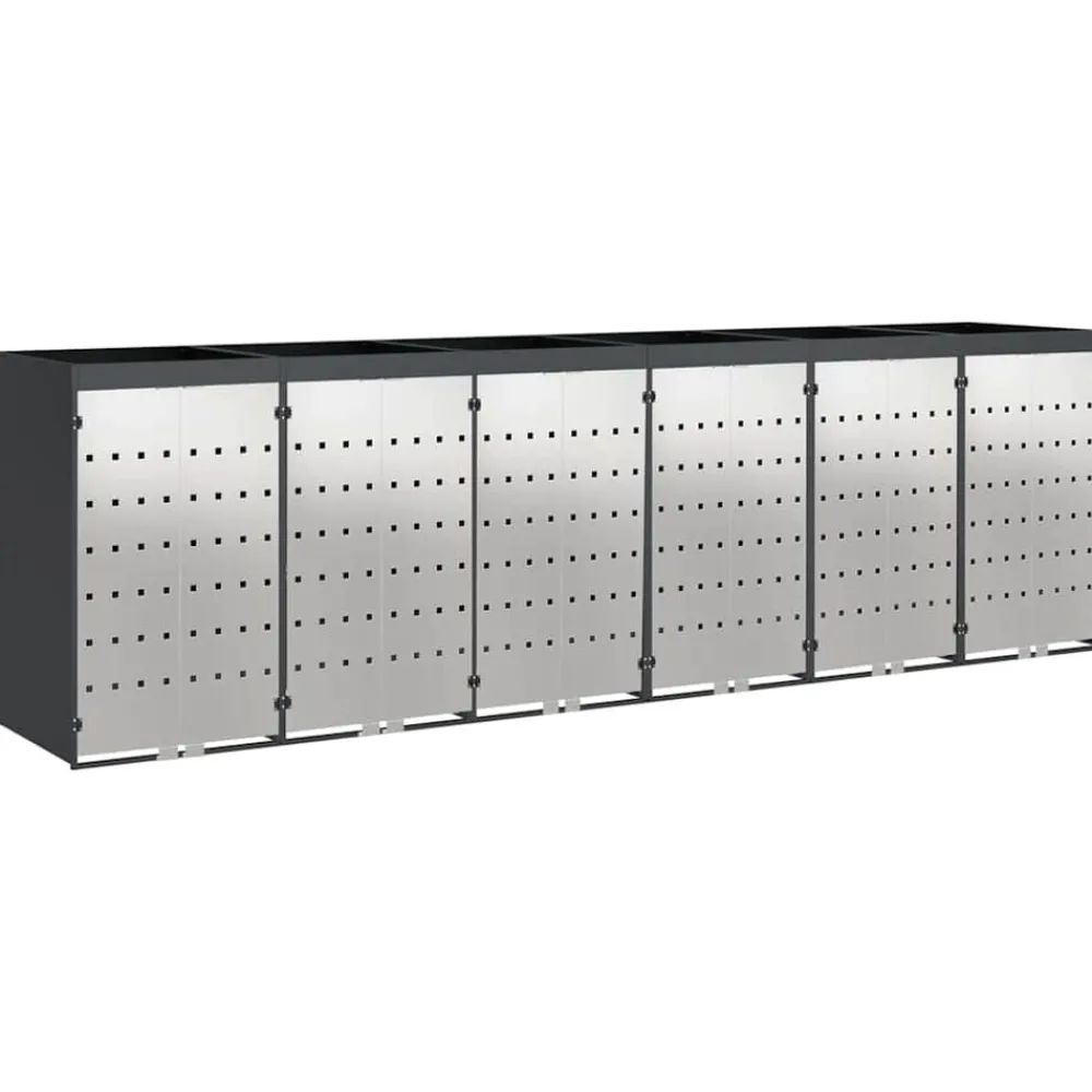 Produits Ménagers-vidaXL Rangement de poubelle à roulettes pour 3 poubelles Anthracite