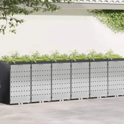 Produits Ménagers-vidaXL Rangement de poubelle à roulettes pour 3 poubelles Anthracite