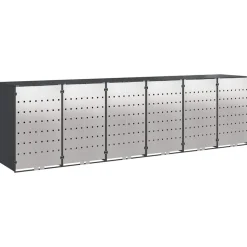 Produits Ménagers-vidaXL Rangement de poubelle à roulettes pour 3 poubelles Anthracite