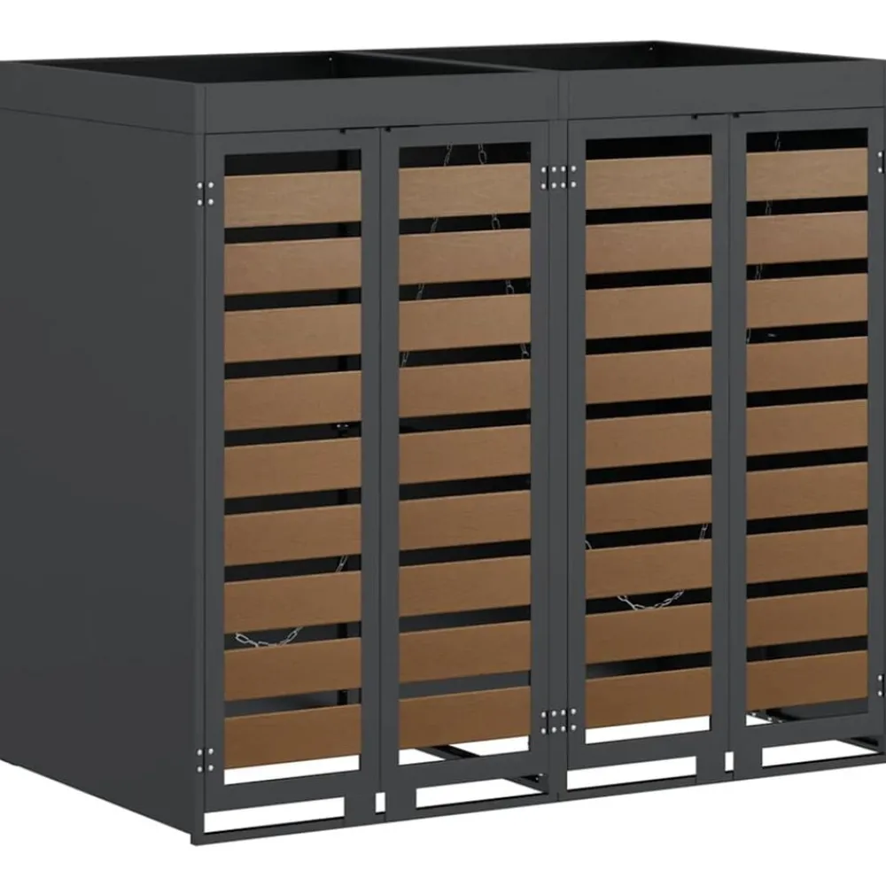 Produits Ménagers-vidaXL Rangement de poubelle à roulettes pour 2 poubelles Anthracite