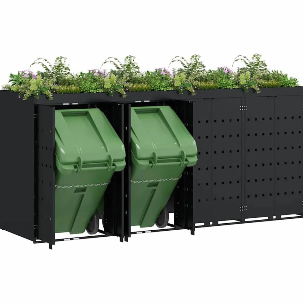 vidaXL Rangement de poubelle à roulettes pour 4 poubelles