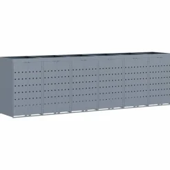 Produits Ménagers-vidaXL Rangement de poubelle à roulettes pour 6 poubelles clair Gris