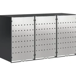 vidaXL Rangement de poubelle à roulettes pour 3 poubelles Anthracite