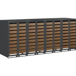 Produits Ménagers-vidaXL Rangement de poubelle à roulettes pour 3 poubelles Anthracite
