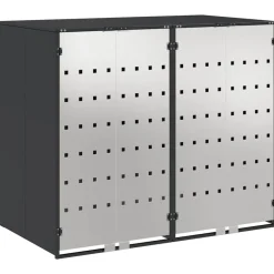 vidaXL Rangement de poubelle à roulettes pour 3 poubelles Anthracite