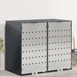 vidaXL Rangement de poubelle à roulettes pour 3 poubelles Anthracite