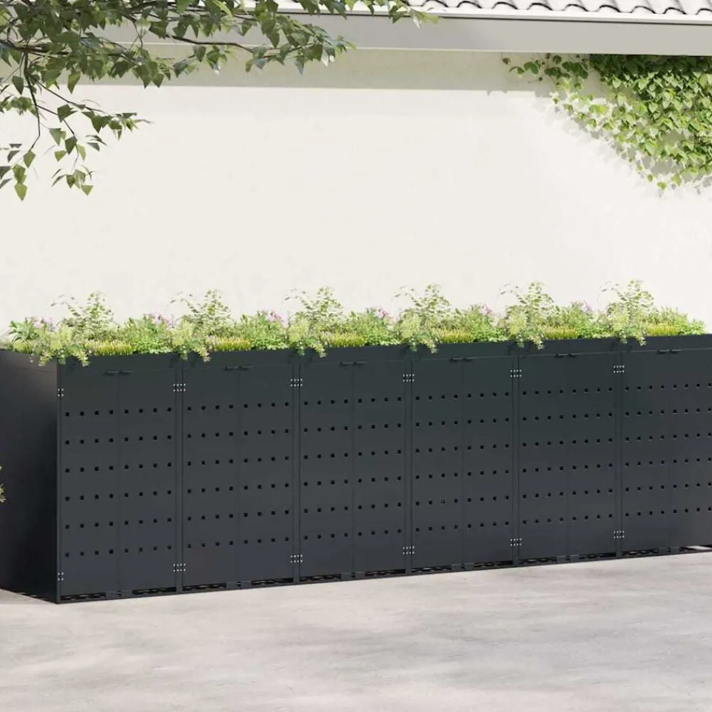 vidaXL Rangement de poubelle à roulettes pour 6 poubelles