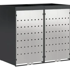 vidaXL Rangement de poubelle à roulettes pour 3 poubelles Anthracite