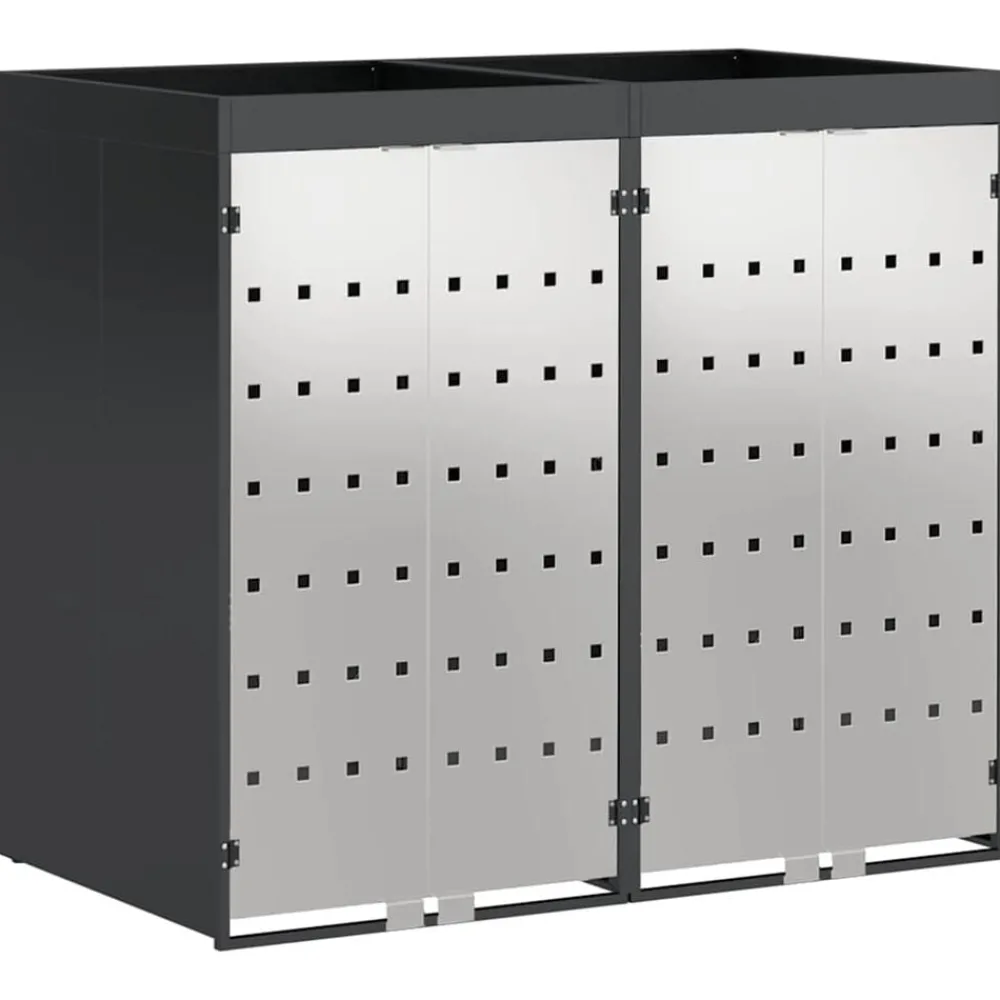 vidaXL Rangement de poubelle à roulettes pour 3 poubelles Anthracite
