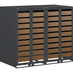 vidaXL Rangement de poubelle à roulettes pour 3 poubelles Anthracite