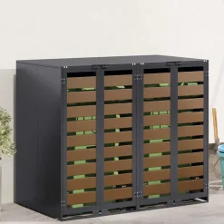 vidaXL Rangement de poubelle à roulettes pour 3 poubelles Anthracite