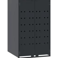 Produits Ménagers-vidaXL Rangement pour poubelle à roulettes pour poubelle simple 69 x 79 x 117 cm Acier Anthracite