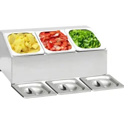 vidaXL Récipient Gastronorm avec 3 bacs GN 1/6 Acier inoxydable