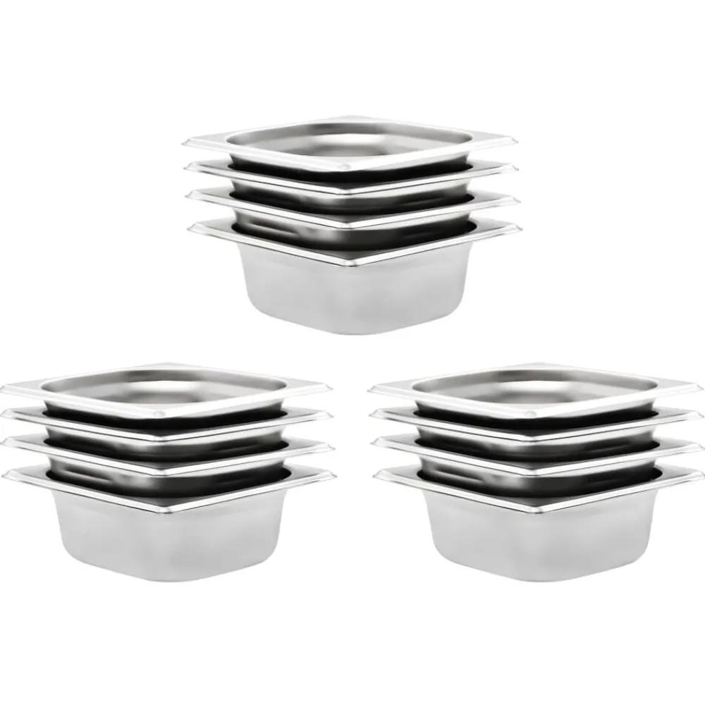 vidaXL Récipients Gastronorm 12 pcs GN 1/6 65 mm Acier inoxydable