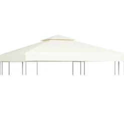 Pelouses & Jardins-vidaXL Recouvrement de remplacement d'auvent 310 g/m² 3x3m Blanc crème Crème