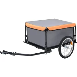 Loisirs De Plein Air-vidaXL Remorque de vélo 65 kg Gris et orange