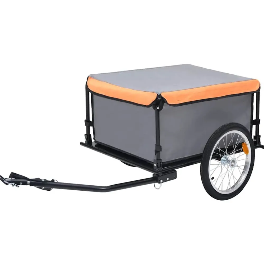 Loisirs De Plein Air-vidaXL Remorque de vélo 65 kg Gris et orange