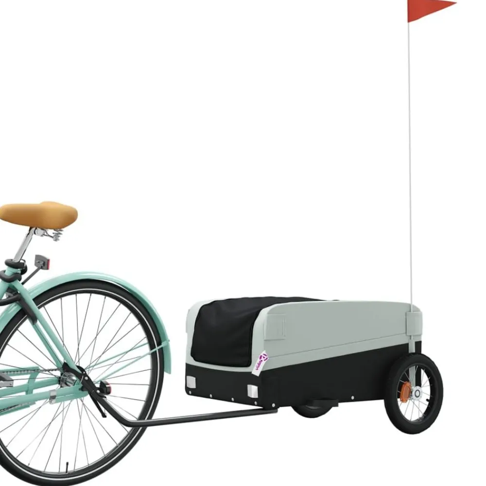 Loisirs De Plein Air-vidaXL Remorque de vélo noir et 30 kg fer Gris
