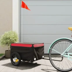 vidaXL Remorque de vélo noir et 30 kg fer