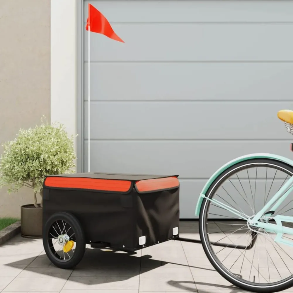 vidaXL Remorque de vélo noir et 30 kg fer