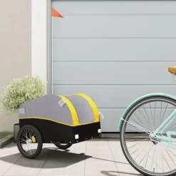 Loisirs De Plein Air-vidaXL Remorque de vélo noir et 30 kg fer Jaune