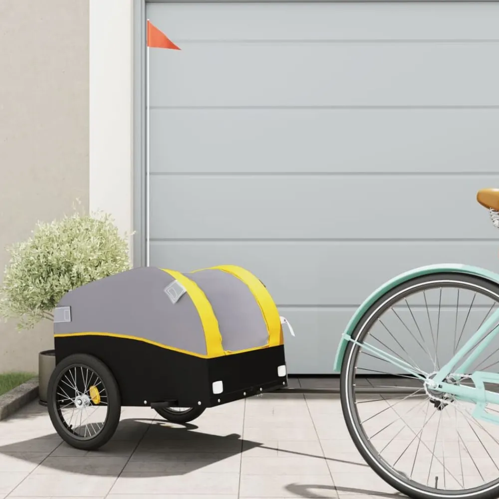 Loisirs De Plein Air-vidaXL Remorque de vélo noir et 30 kg fer Jaune