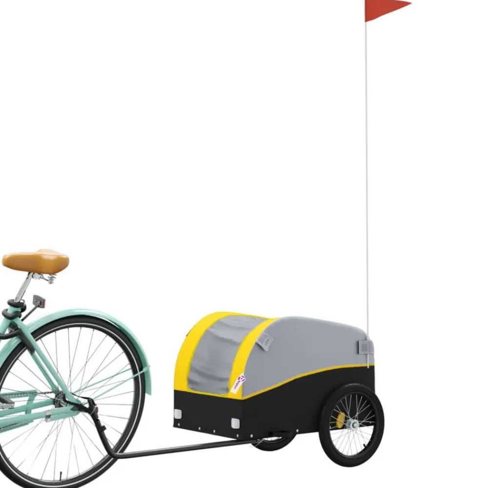 Loisirs De Plein Air-vidaXL Remorque de vélo noir et 30 kg fer Jaune