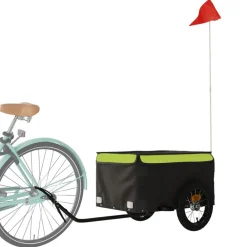 vidaXL Remorque de vélo noir et 30 kg fer