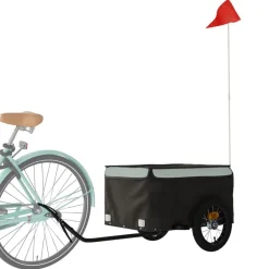 Loisirs De Plein Air-vidaXL Remorque de vélo noir et 30 kg fer Gris