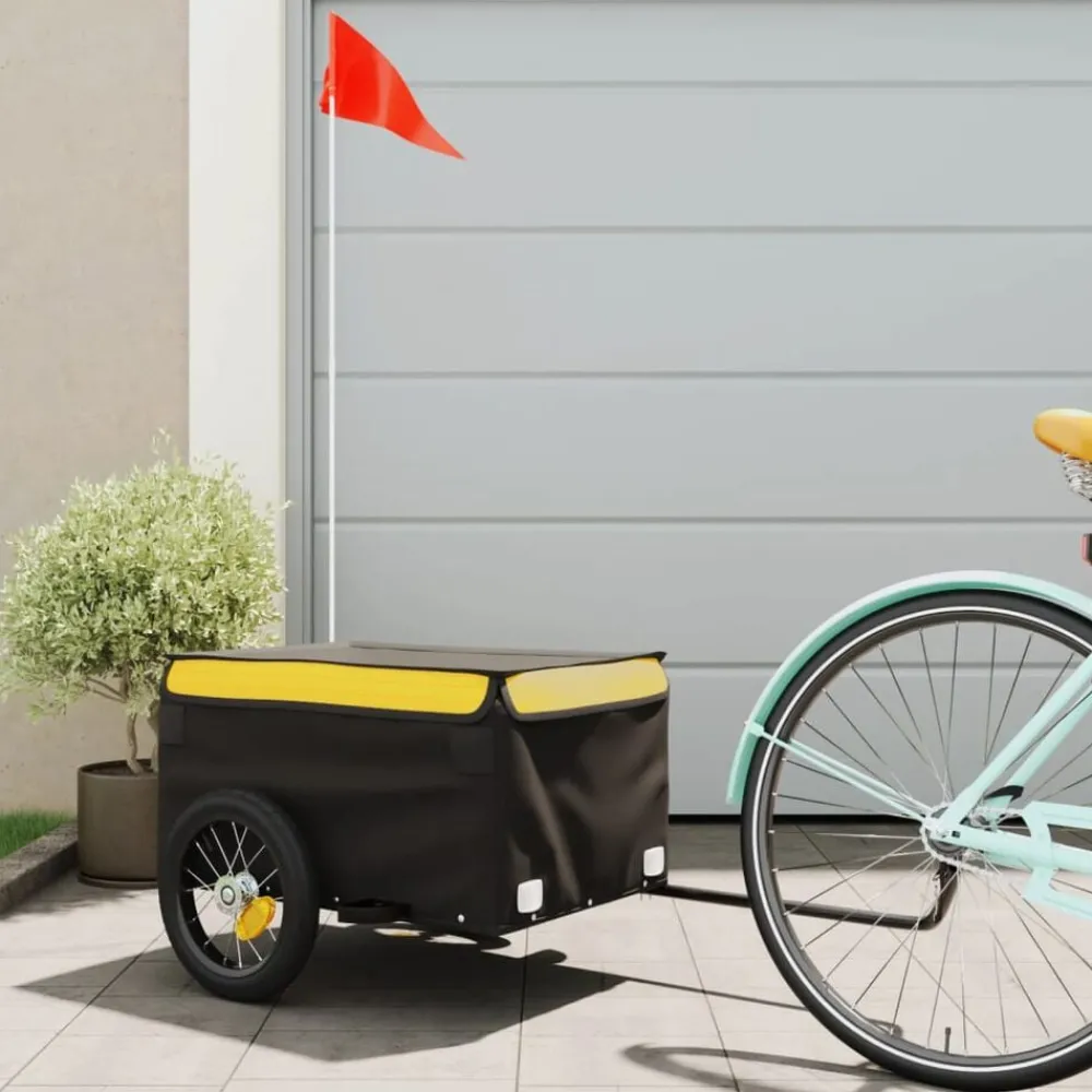 vidaXL Remorque de vélo noir et 30 kg fer