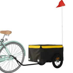 vidaXL Remorque de vélo noir et 30 kg fer